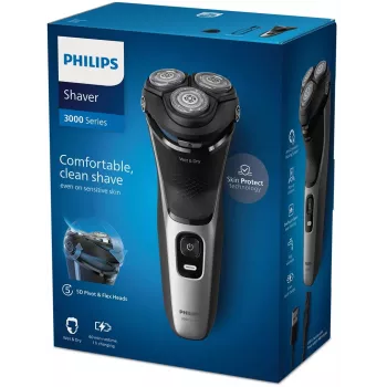 Elektriskais skuveklis Philips 3000 Series S3143/00 — 3 galviņu rotācijas, slapjā un sausā lietošana, Li-Ion, 60 min darbības laiks
