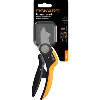 Atzarošanas šķēres Fiskars Plus PowerLever Anvil Melna Oranža