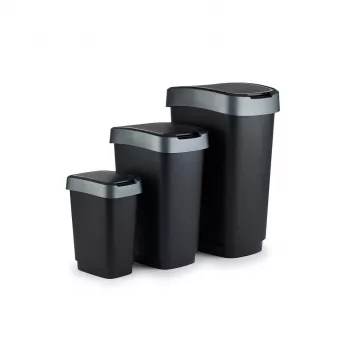 Atkritumu tvertne Rotho Twist 50 L taisnstūrveida polipropilēna, 50 L, 602×298×401 mm, melna