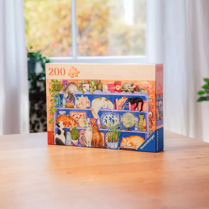 Puzle Ravensburger Feel Well & Puzzle Cats on the Shelf — 200 daļas