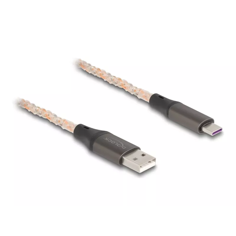 DeLOCK USB 2.0 kabelis Type-A uz USB Type-C RGB 1m