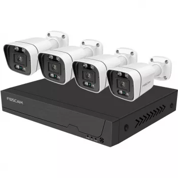 Foscam FNA108E-B4-2T Video novērošanas sistēma balta 4x 4K PoE ložu kamera, 1x 8 kanālu NVR
