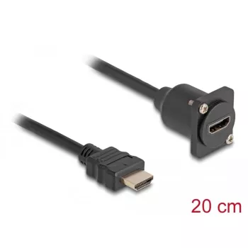 DeLOCK D-Type HDMI kabelis vīrišķais uz sievišķo melns 20 cm