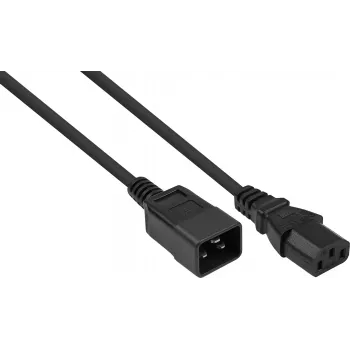 kabelmeister IEC strāvas pagarinātāja kabelis IEC ierīces kontaktdakša C20 uz IEC ierīces kontaktligzdu C13, melns, 1,00 mm², 3 m