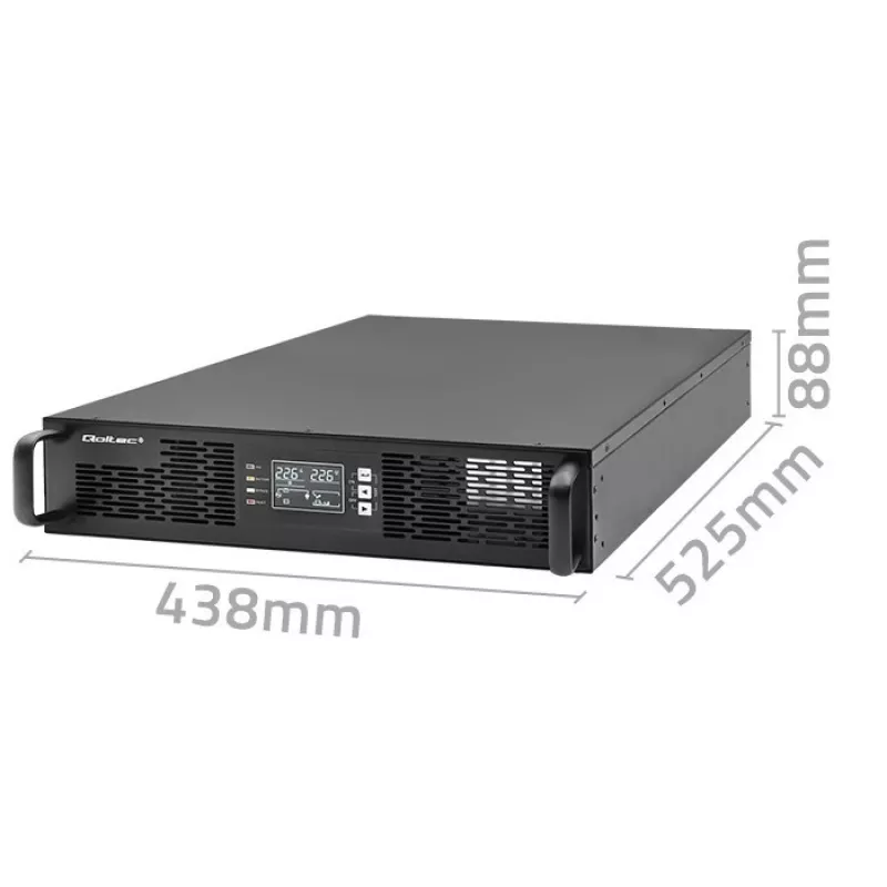 Qoltec 52285 nepārtrauktās barošanas avots (UPS) Dubultās pārveidošanas (Online) 1 kVA 1000 W 2 AC kontaktligzdas