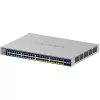 Vadāms Gigabit PoE komutators NETGEAR GS752TXUP — 48× Gigabit RJ-45, 10G atbalsts, 1U statīvs, 176 Gbit/s komutācijas jauda