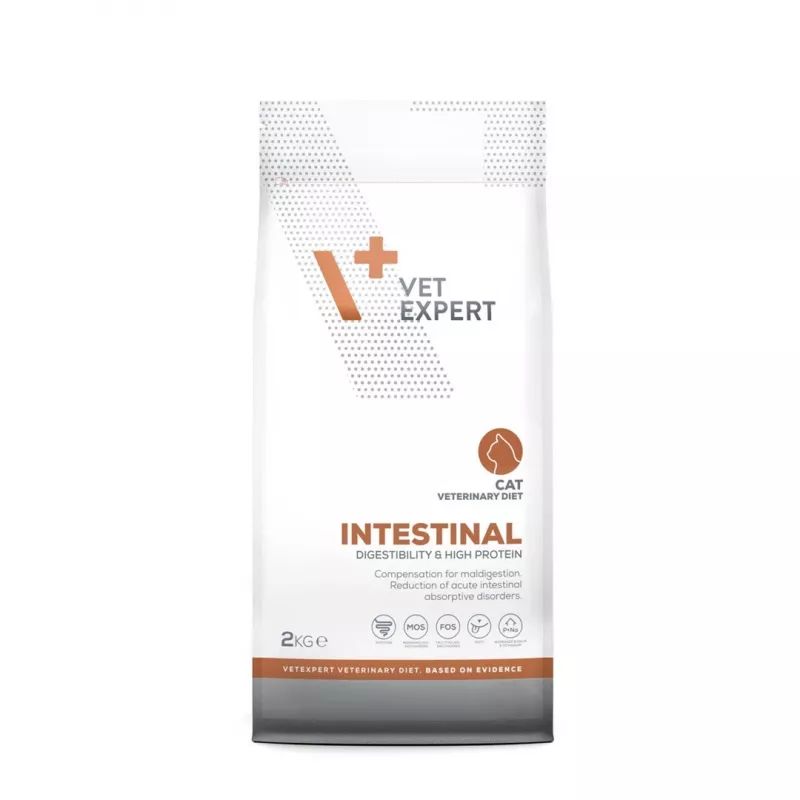 Sausā barība VETEXPERT Veterinary Diet Intestinal kaķiem, 2 kg — mājputnu gaļas, 38% proteīna, 20% tauku, bez lipekļa un sojas
