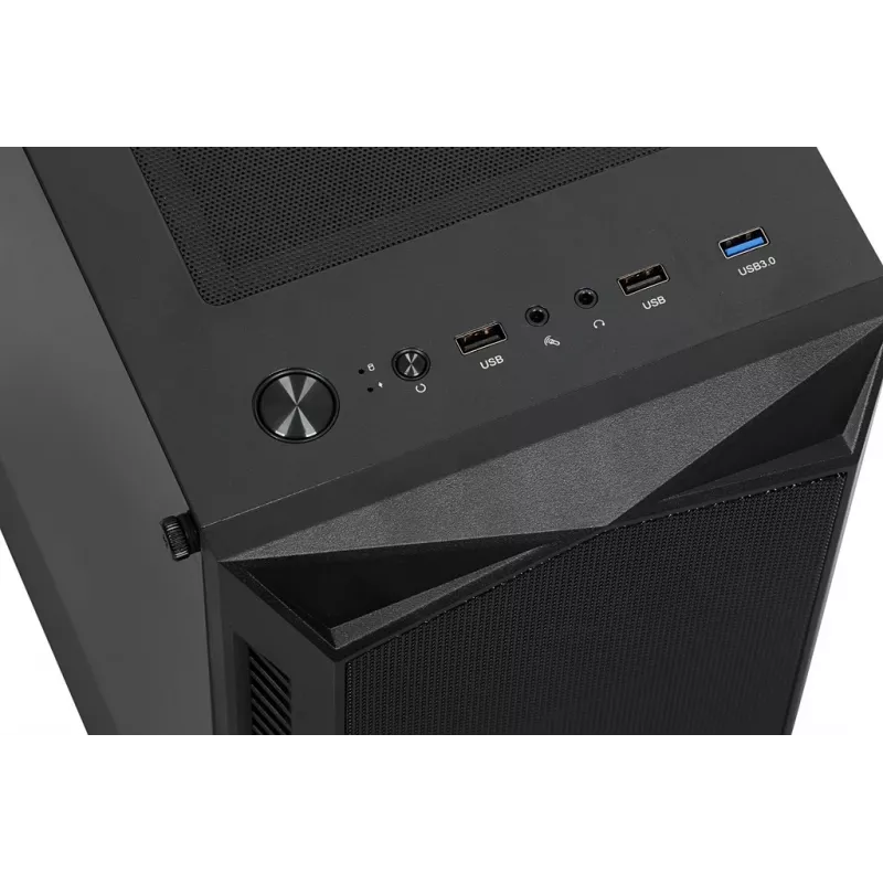 PC Case IBOX LUPUS 27 Midi Tower ATX, rūdīts stikls, RGB, 455×200×380 mm, atbalsta ATX, GPU līdz 32 cm