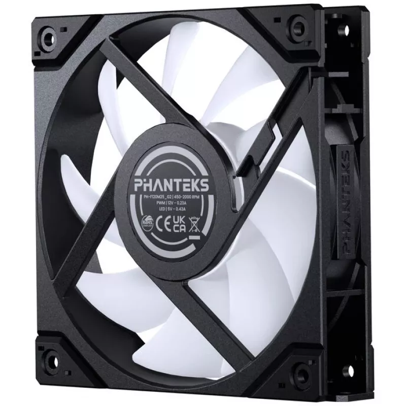 120mm PHANTEKS M25 Gen2 PWM D-RGB korpusa ventilators, melns, 3-pin
