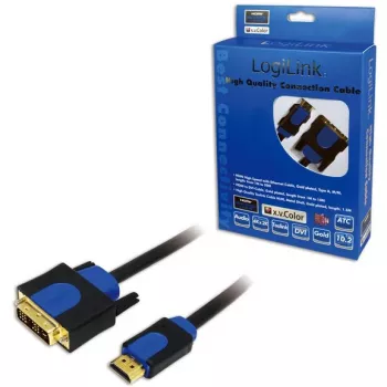 Video kabeļa adapteris LogiLink CHB3102 2m HDMI DVI-D Melns Zils