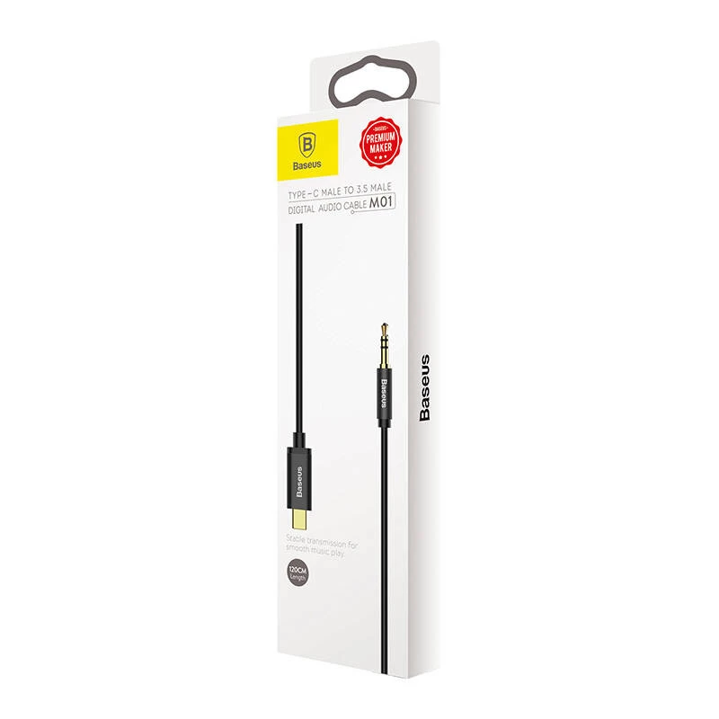 Baseus Yiven Audio kabelis USB-C uz mini ligzdu 3,5 mm, 1,2 m (Melns)