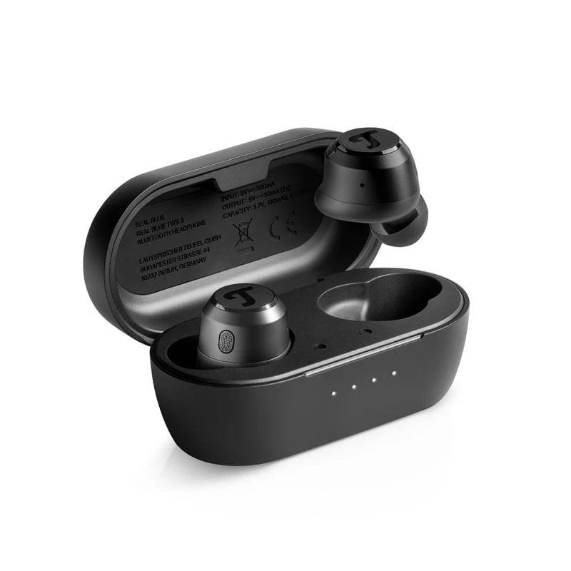 Teufel REAL Zils TWS 3 austiņas bezvadu ievietojamās zvaniem/mūzikai Bluetooth melnas