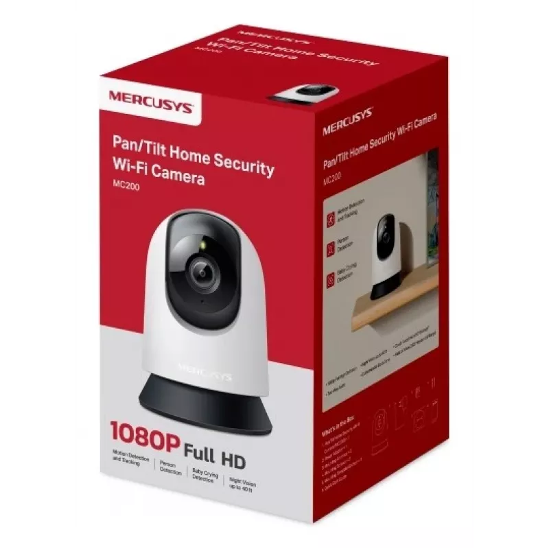 Iekštelpu novērošanas kamera MERCUSYS MC200 Full HD 1080p, 87° redzeslauks, 30 fps, nakts redzamība 12 m, MicroSD līdz 512 GB