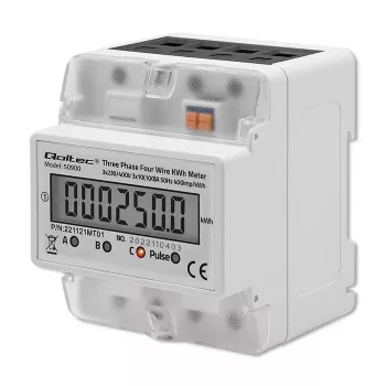 Trīsfāžu elektroniskais enerģijas skaitītājs QOLTEC 50900 400V LCD 4P