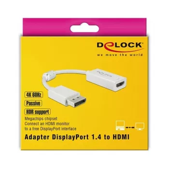 Video kabeļa adapteris DeLOCK 63936 DisplayPort uz HDMI 0,1m Balts