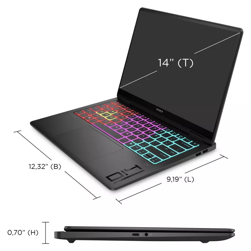 HP OMEN Transcend Gaming klēpjdators 14-fb1075ng 14 3K OLED U7-255H 32GB/1TB SSD RTX5060 Win11 - BV8C5EA - ABD (BV8C5EA#ABD)