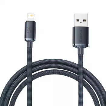 Baseus Crystal Shine kabelis USB uz Lightning, 2,4A, 2m (melns)