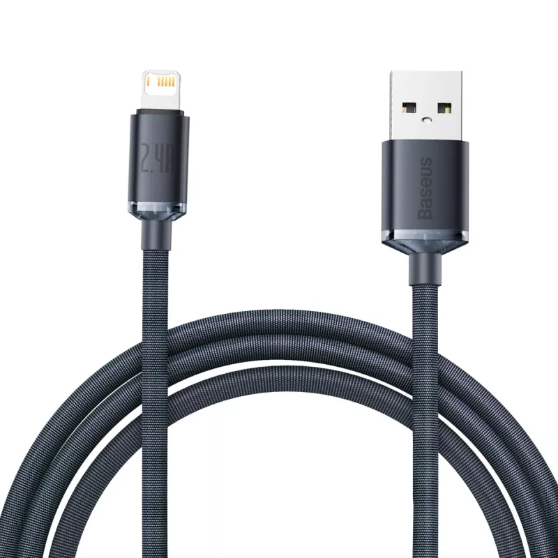 Baseus Crystal Shine kabelis USB uz Lightning, 2,4A, 2m (melns)