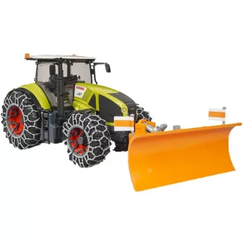 Rotaļu traktors BRUDER Claas Axion 950 ar sniega ķēdēm un sniega asmeni, mēroga modelis