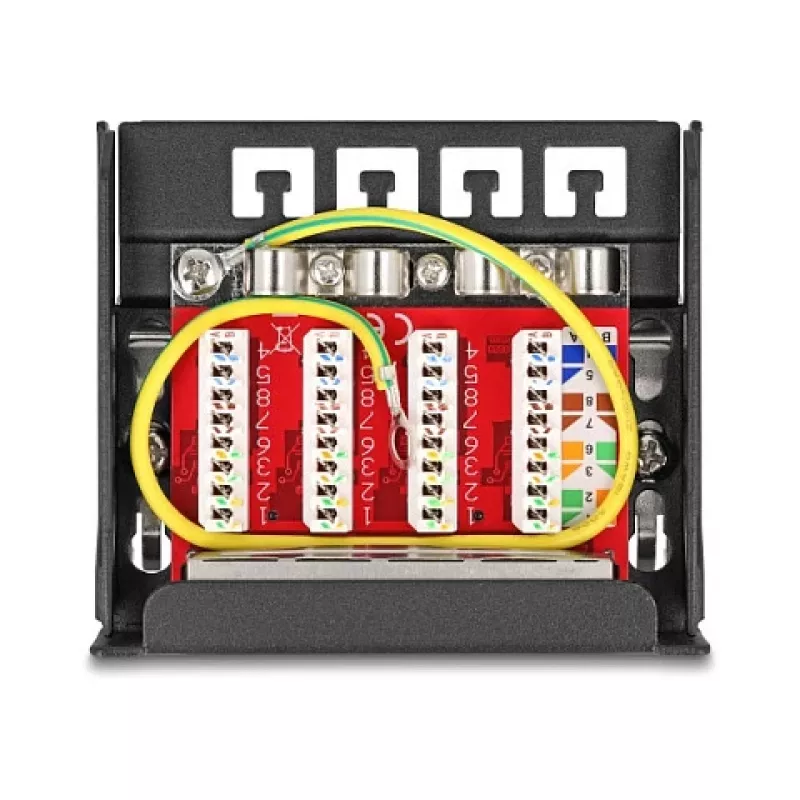Patch panel DELOCK Mini Desktop RJ45 4-portu Cat.6A ekranēts melns, metāla, 90×22×93 mm