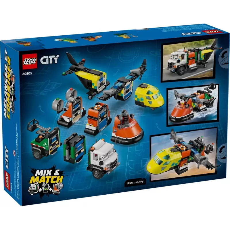 LEGO CITY 60505 Lidmašīna, Servisa Kravas Automašīna un Gaisa Spilvenu Kuģis