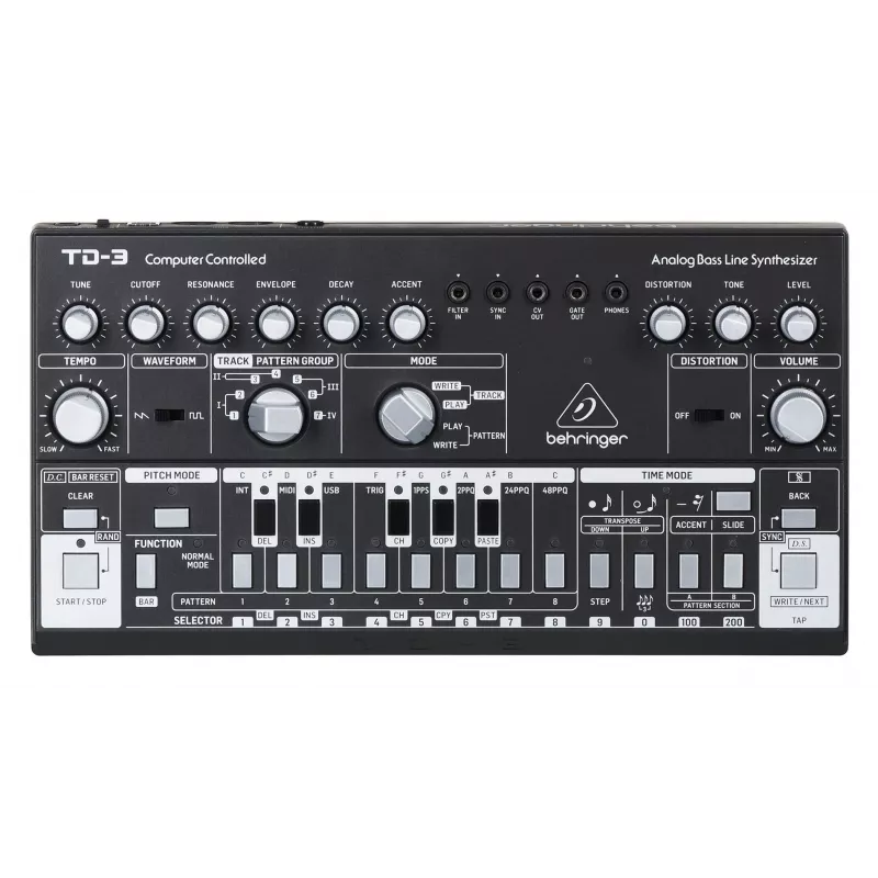 Analog synthesizer Behringer TD-3-SB Melns 9V DC