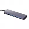 USB centrmezgls Unitek P5+ — 5 porti (4 × USB 3.2 Gen 2 Type-A), USB 3.2 Gen 1 resursdators, 5 Gbit/s, 10 W PD, alumīnijs, pelēks