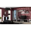Bufete Cama Meble SOHO S7 120 cm — 3 durvis, 4 plaukti, balta virsma, melns spīdums