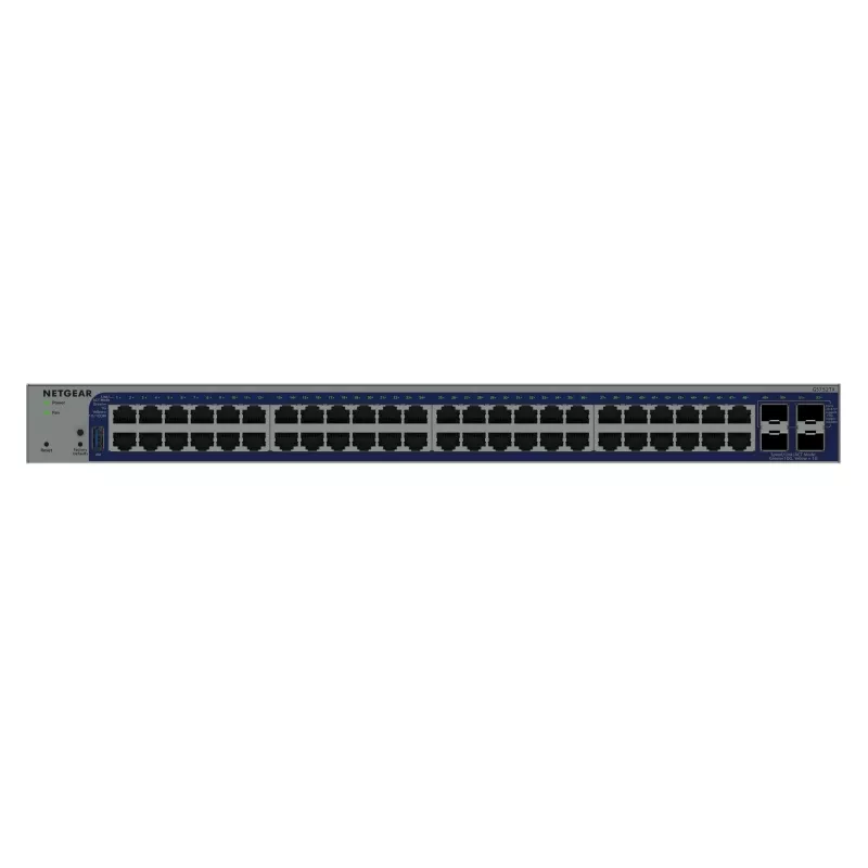 Pārvaldāms Gigabit Ethernet slēdzis Netgear GS752TX, 48x RJ-45 10/100/1000, 10G atbalsts, 1U statīvs, pelēks