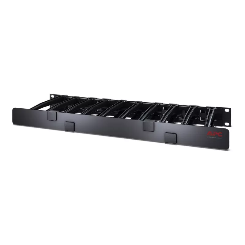 APC NetShelter kabelis Management, Horizontāls kabeļu pārvaldnieks, 1U, vienpusējs ar vāku, melns, 482.6 x 44.45 x 165.1 mm