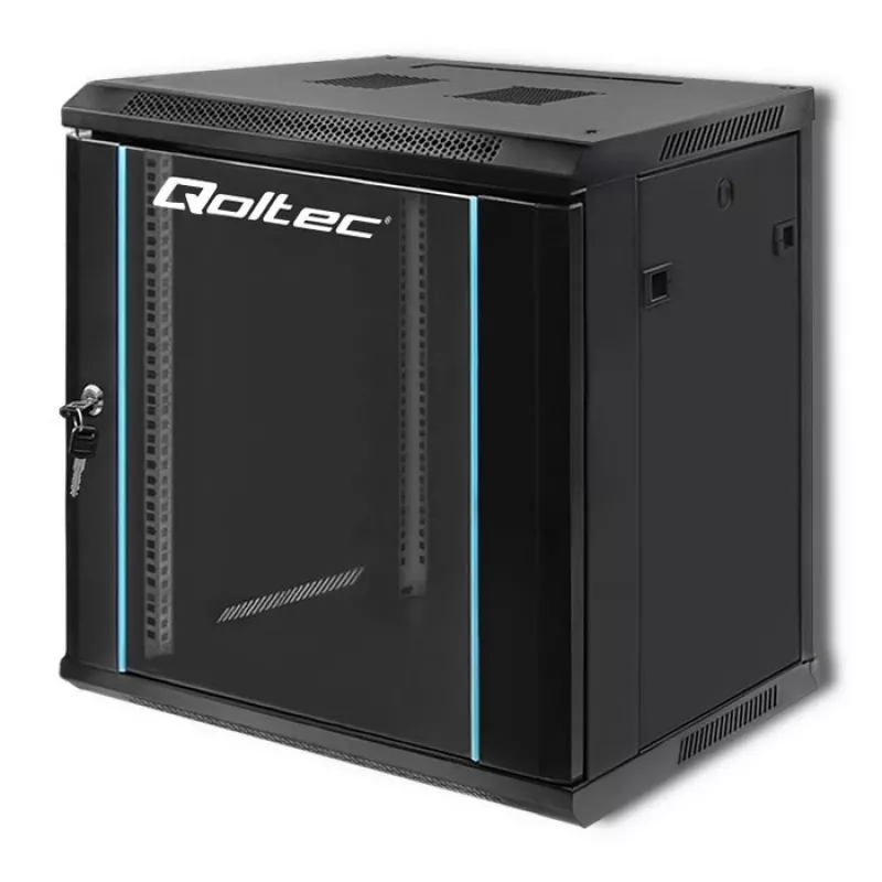 19 collu statīva skapis QOLTEC 54464 12U 600x635x450 melns