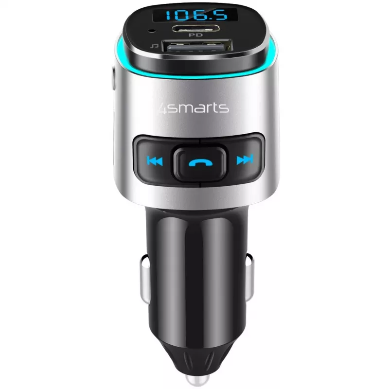 FM raidītājs 4smarts 456201 Cigarette lighter Melns Silver AM FM Bluetooth