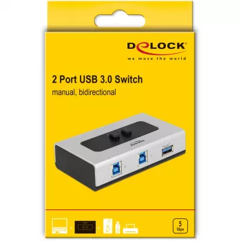 DeLOCK 87667 USB 3.0 2-portu divvirzienu koplietošanas slēdzis