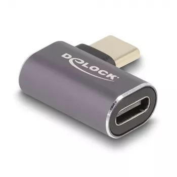 DELOCK USB adapteris 40 Gbps USB Type-C PD 3.0 100 W vīrišķais uz sievišķo leņķveida pa kreisi/pa labi 8K 60 Hz metāls