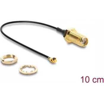 Koaksiālais kabelis DELOCK 67413, SMA uz I-PEX MHF1, 1,13 mm, 0,1 m, melns
