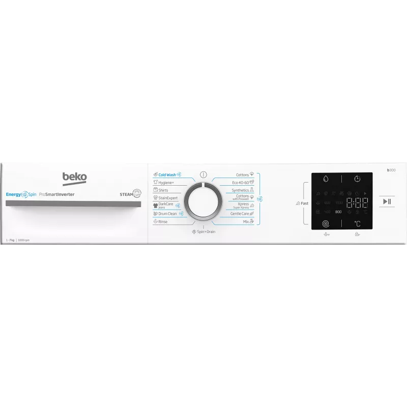 BEKO veļas mazgājamā mašīna BM3WFSU37013WW, 7 kg, Energoefektivitātes klase A, 49,6 cm, 1000 apgr./min, invertora motors, Steam Cure