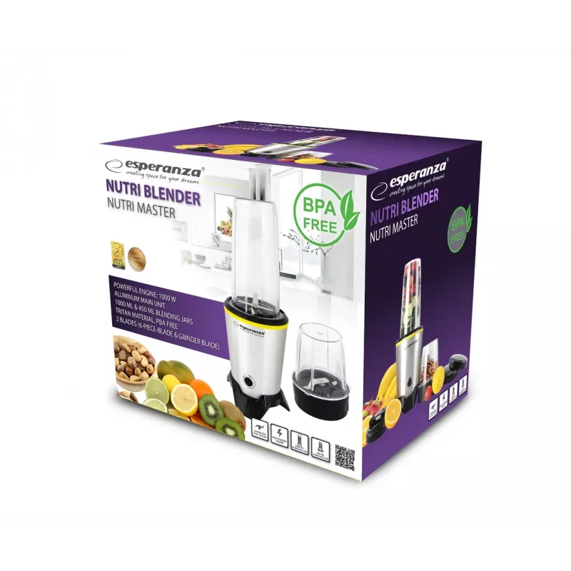 Esperanza EKM028 blenderis galda blenderis 1000 W melns, nerūsējošais tērauds
