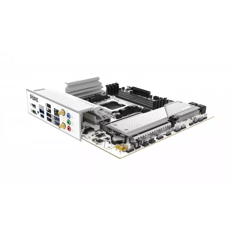 Mātesplate Sapphire PURE B850M WIFI Micro ATX — AMD B850, Socket AM5, DDR5 līdz 8000 MHz, 4 DIMM, Wi‑Fi 6, 2,5 Gb LAN, 2× M.2, PCIe 5.0 x16