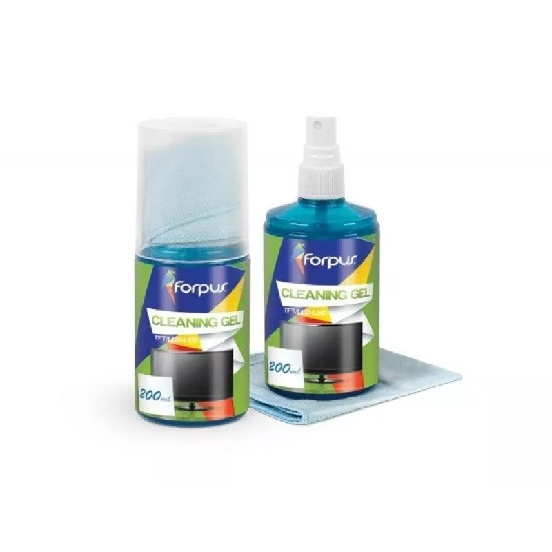 Ekrāna tīrīšanas komplekts Forpus (šķidrums 200ml, drāniņa)