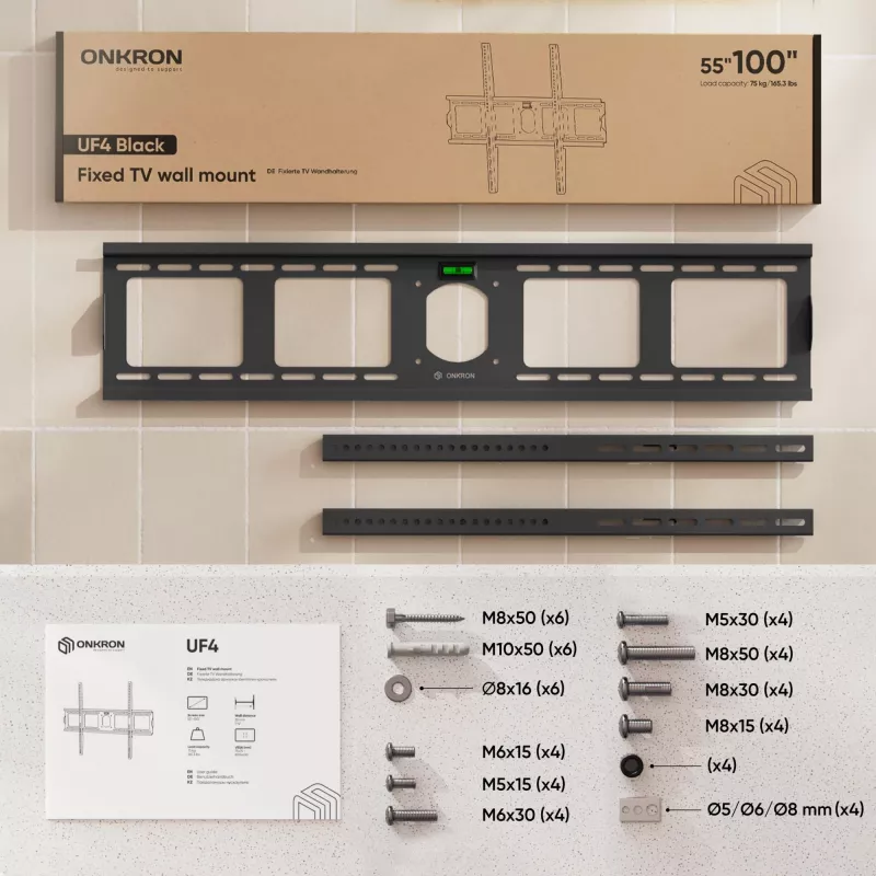 TV piederums sienas stiprinājums/55-100/MELNS UF4-B Onkron