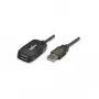 Manhattan USB-A uz USB-A pagarinātāja kabelis, 10 m, vīrišķais uz sievišķo, aktīvs, 480 Mb/s (USB 2.0), virknējams, iebūvēts atkārtotājs, Hi-Speed USB, melns, trīs gadu garantija, ekvivalents USB2AAEXT10M.