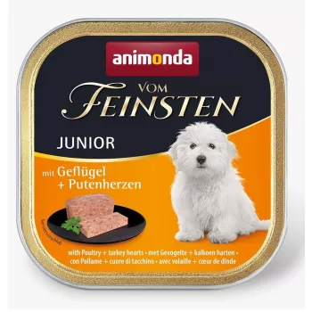 ANIMONDA Vom Feinsten Junior mājputnu un tītara sirds - mitrā suņu barība - 150g
