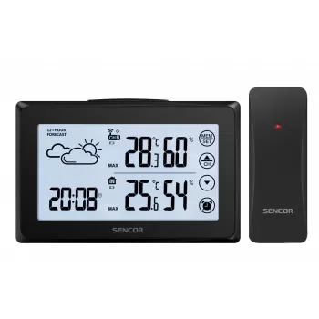 Meteoroloģiskā stacija SENCOR SWS 2850 — iekštelpu/āra temperatūra un mitrums, 1 bezvadu sensors, 433,92 MHz, min/maks atmiņa