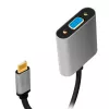 USB Type-C uz VGA (D-Sub) video adaptera kabelis LOGILINK CUA0104 0,15 m, pelēks/melns