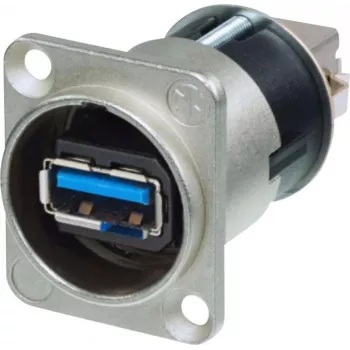 Neutrik atgriezeniska USB 3.0 caurlaides ligzda, paneļa montāžas caurlaide Komplektā: 1 gab. (NAUSB3-B)