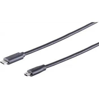 USB kabelis S/CONN 77144-3.0 USB 2.0 2m USB C Mini-USB A Melns