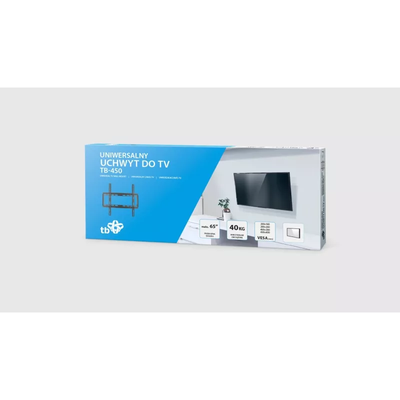 TV sienas stiprinājums TB-450 līdz 65 collām 40kg max VESA 400x400