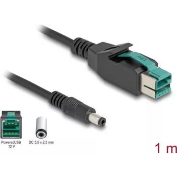 DeLOCK PoweredUSB kabelis vīrišķais 12 V uz DC 5.5 x 2.5 mm vīrišķais 1 m