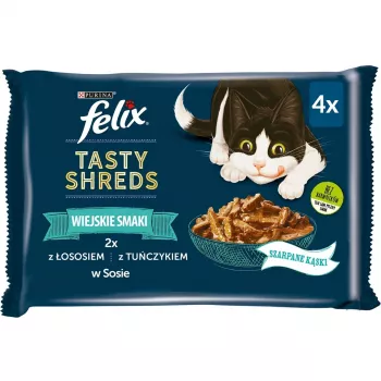 FELIX Tasty Shreds ar lasi un tunci - 4x 80g