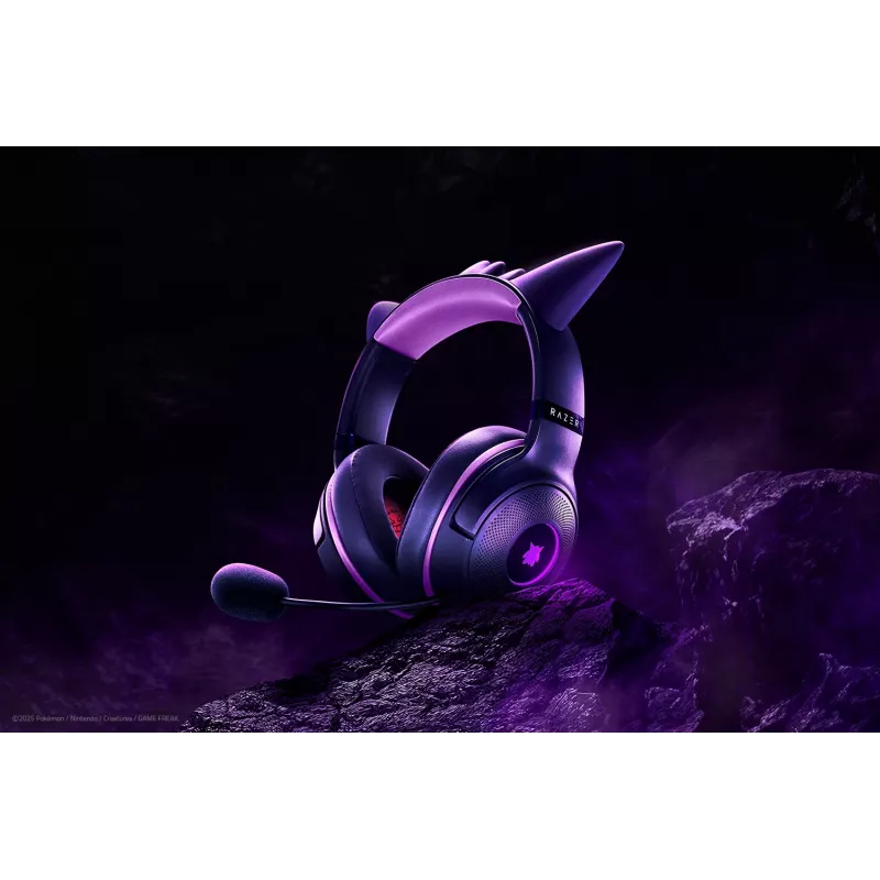 Razer Kraken Kitty V2 - Pokemon Gengar Ed. austiņas Vadu galvas saite Spēļu USB Type-A Rozā